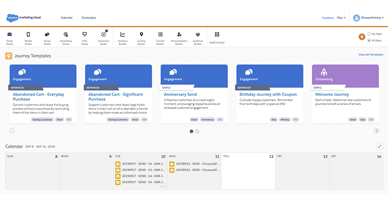 Marketing cloud menu